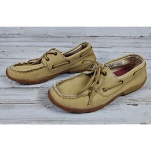 TWISTED X Women's Khaki Canvas Driving Moccasins US Size 8M WDM0050